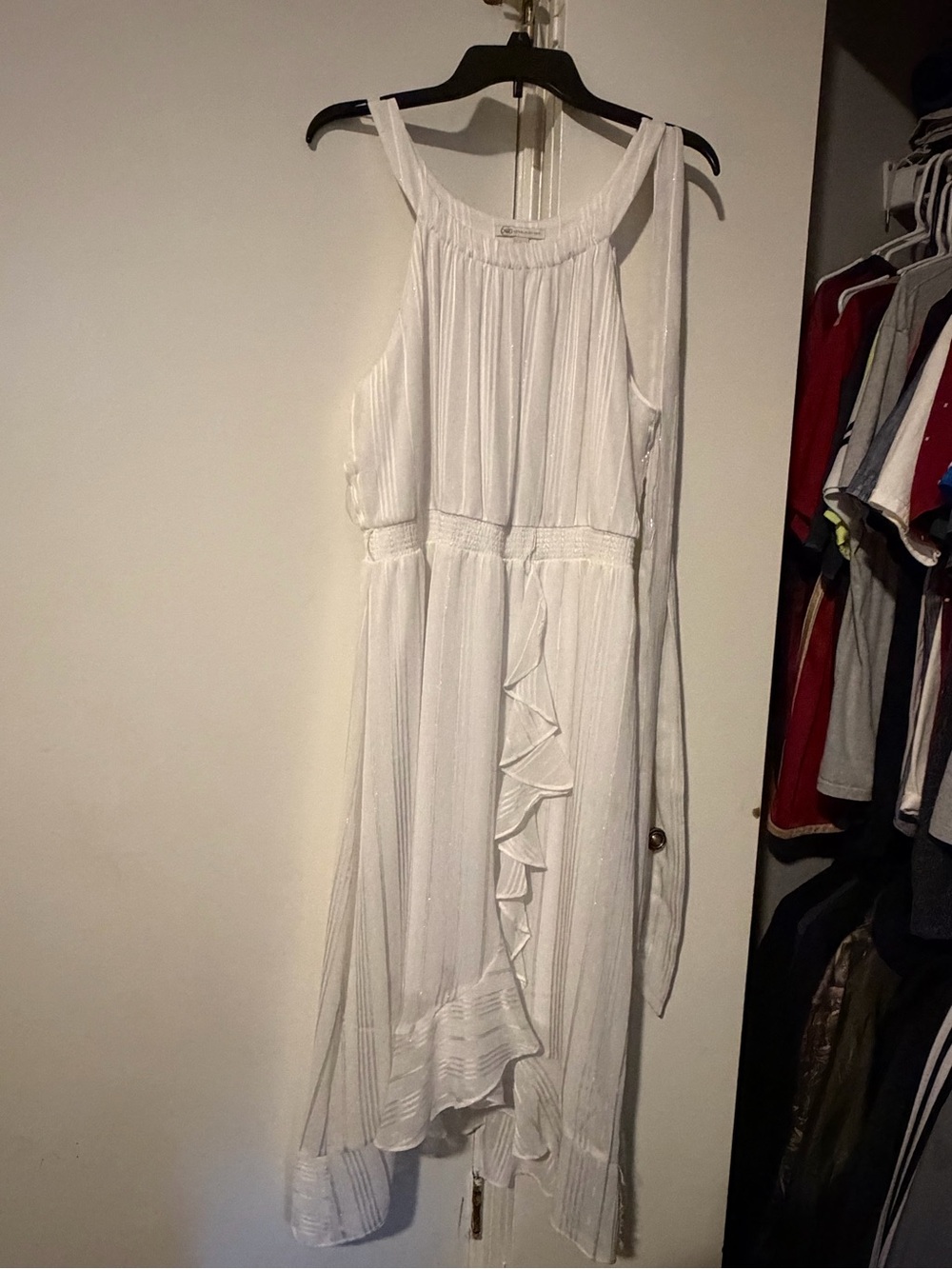 Cato White Ruffle High-Low Sundress